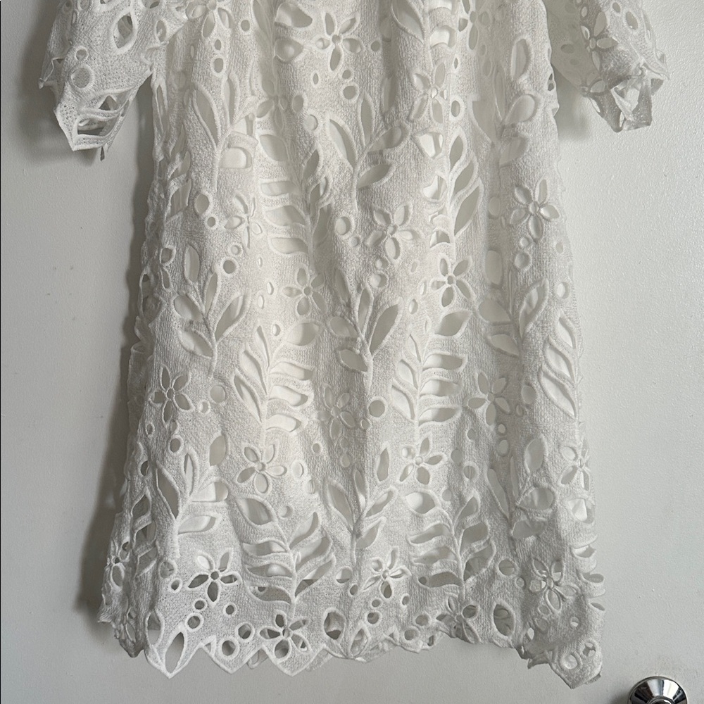 PrettyGarden White on White Short Sleeve Dress / NWT - Picture 3 of 5